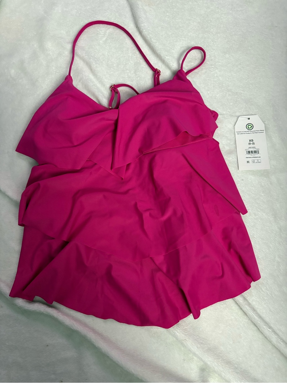 Time and Tru Hot Pink Ruffle Tankini Top